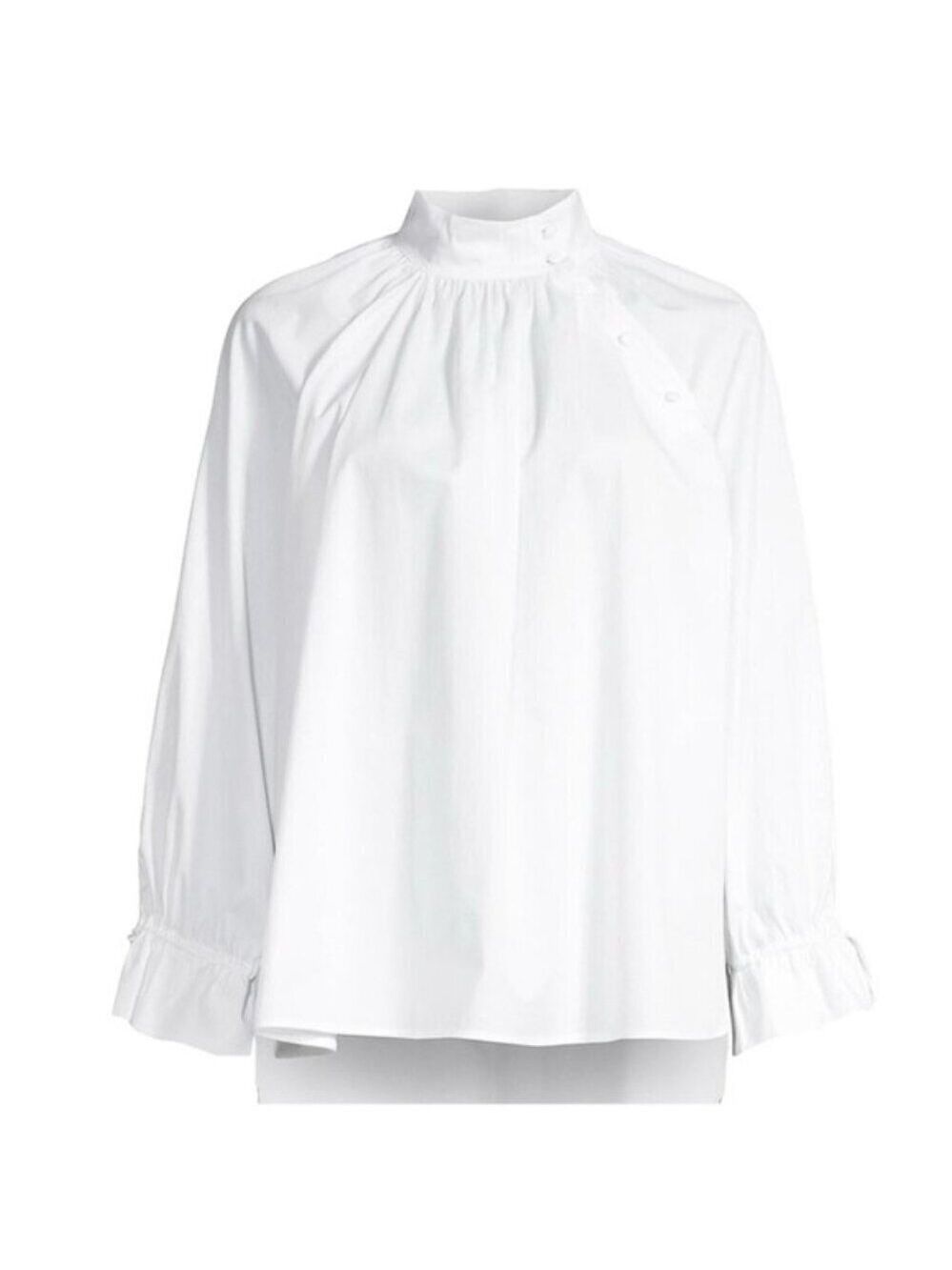 NWT Harshman 3X Bianca Band Collar Cotton Poplin Blouse MSRP $192